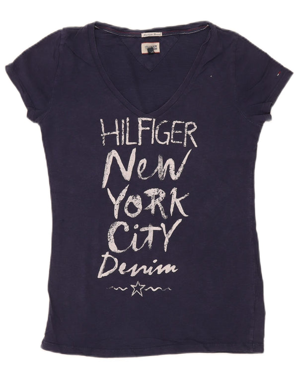 Tricou grafic Tommy Hilfiger pentru femei Top UK 10 mic Bumbac bleumarin