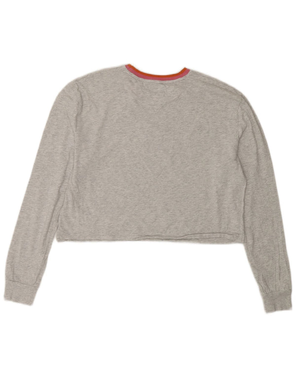 Crop top supradimensionat pentru femei Tommy Hilfiger cu mânecă lungă UK 10 mic gri