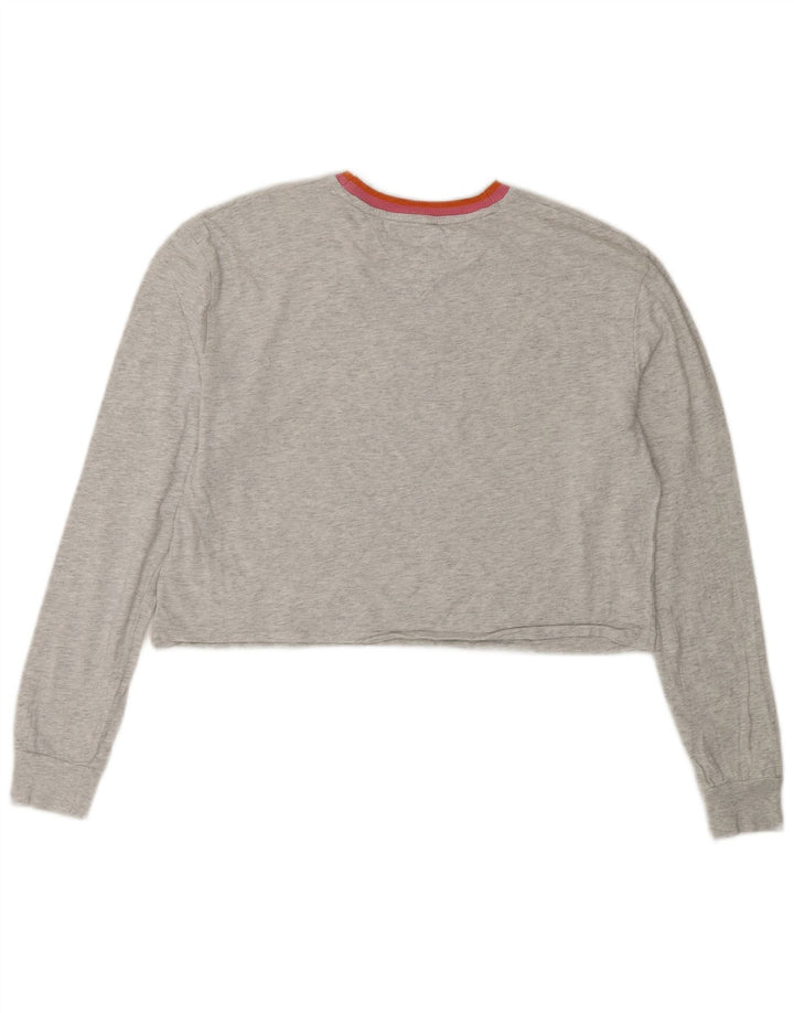 Crop top supradimensionat pentru femei Tommy Hilfiger cu mânecă lungă UK 10 mic gri