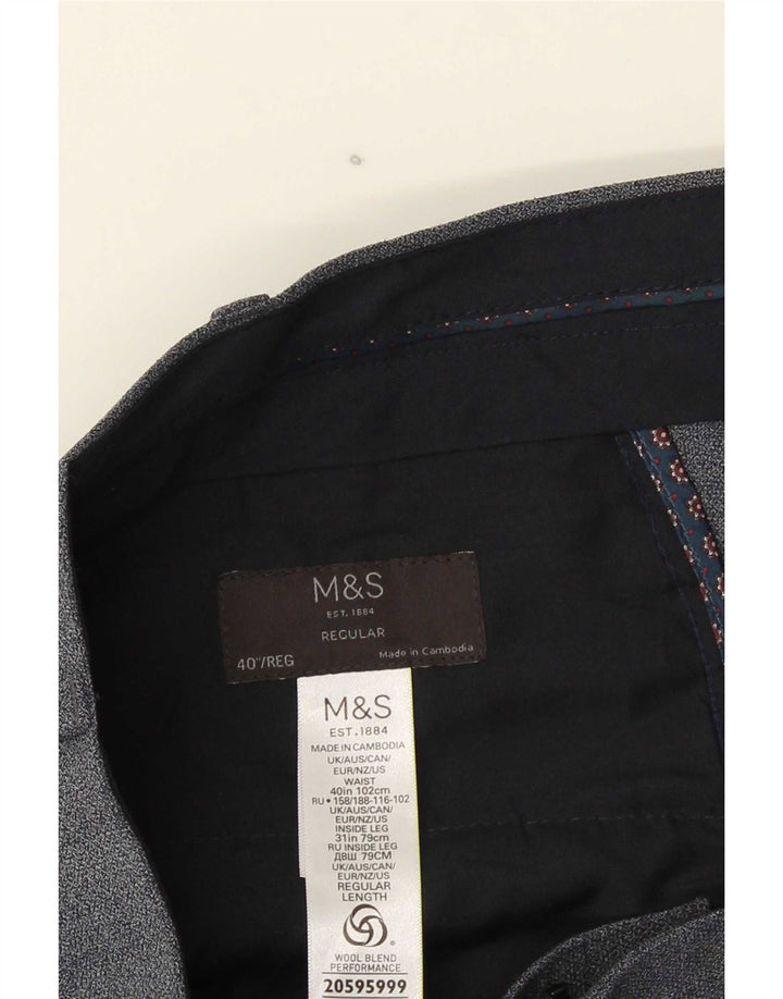 Pantaloni de costum obișnuiți pentru bărbați Marks & Spencer L40 L31 poliester albastru