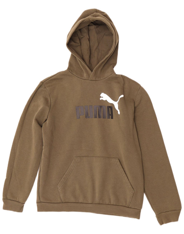 Pulover cu glugă cu grafic Puma pentru băieți 15-16 ani, bumbac kaki