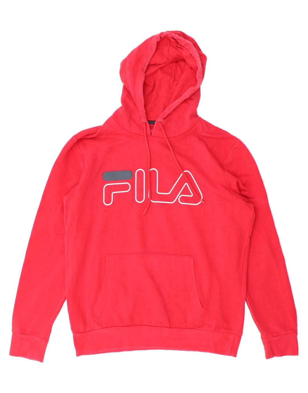 FILA Mens Graphic Hoodie Jumper Small Red Cotton Vintage Fila and Second-Hand Fila from Messina Hembry 