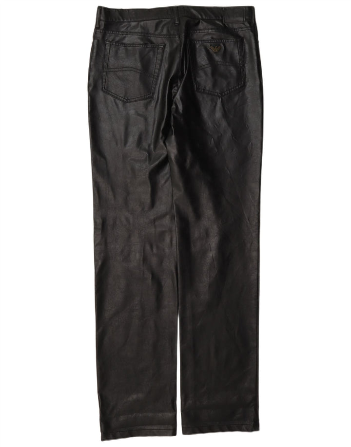 Pantaloni din piele pentru femei Armani W30 L35 negru