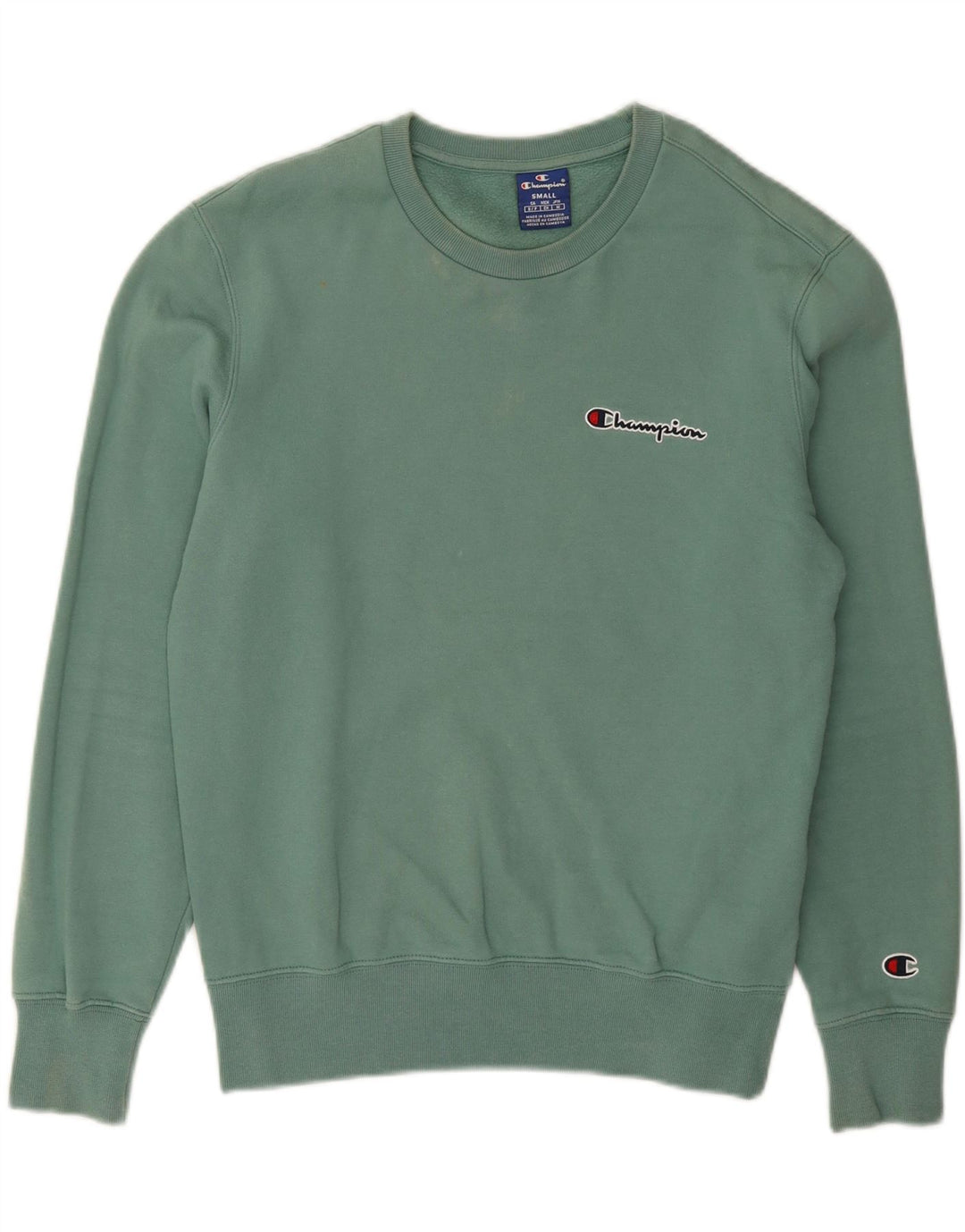 CHAMPION Mens Sweatshirt Jumper Small Green Cotton Vintage Champion and Second-Hand Champion from Messina Hembry 