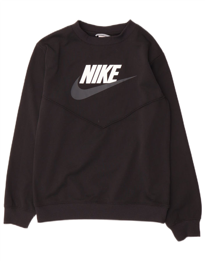 Pulover cu grafic Nike pentru băieți, 12-13 ani, mare, negru, poliester