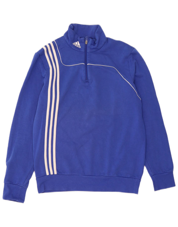 Hanorac pentru bărbați ADIDAS, cu fermoar, cu gât, din bumbac albastru mediu