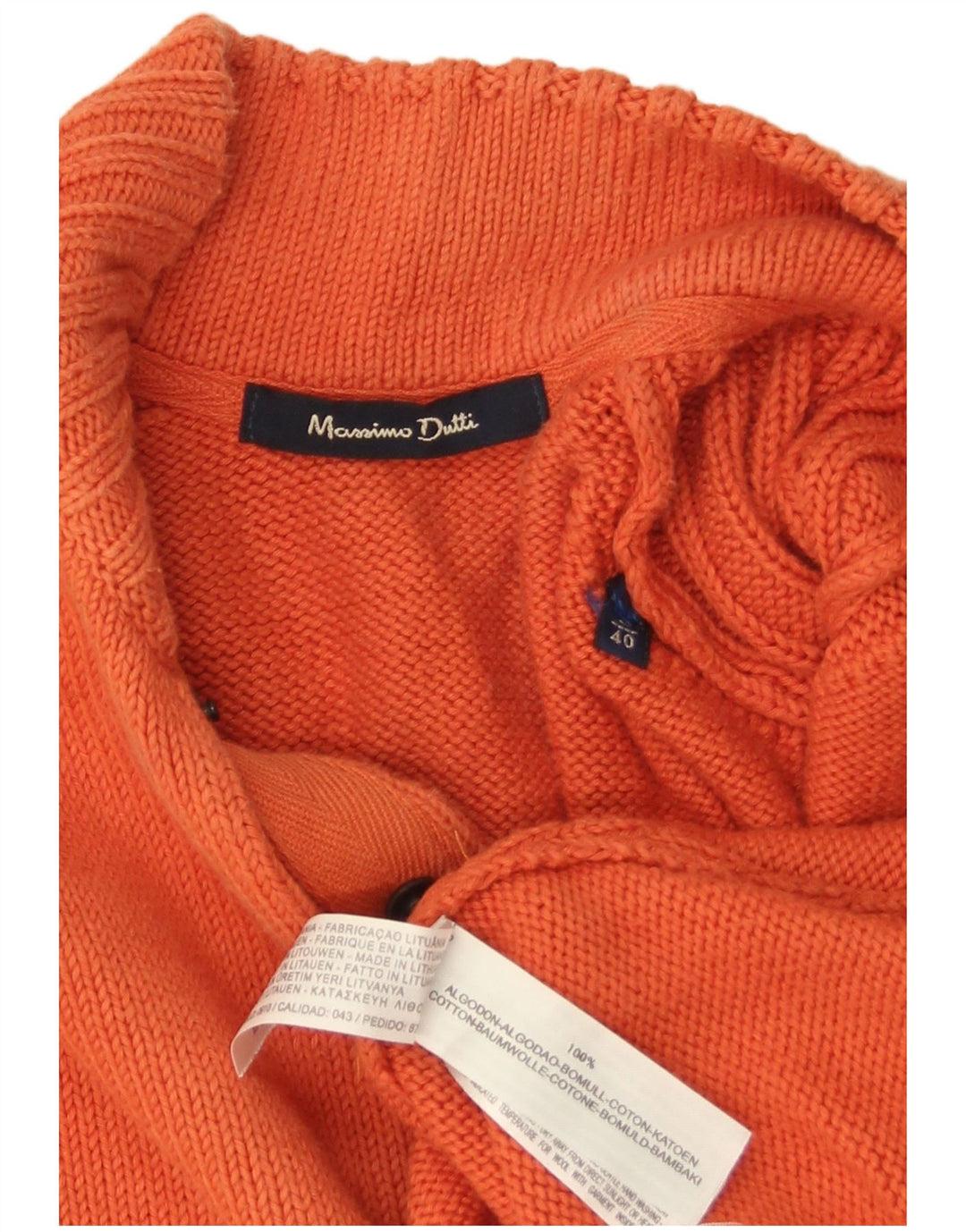 MASSIMO DUTTI Pulover pentru bărbați cu gât cu nasturi, bumbac mare portocaliu