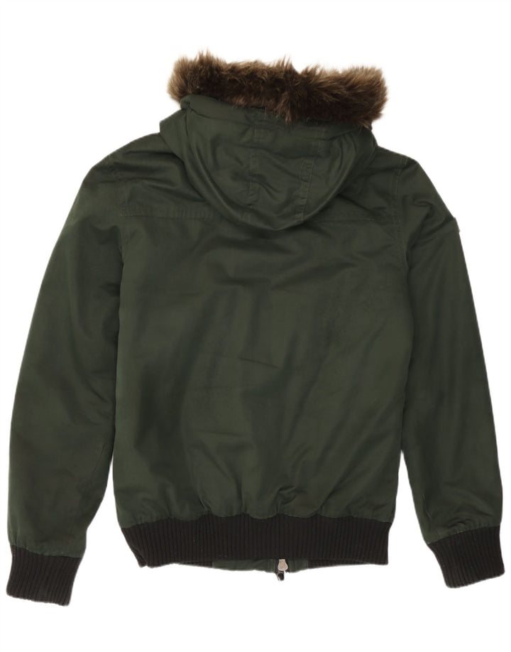Jachetă bomber cu glugă Superdry pentru bărbați UK 36 Mic, verde, poliester color bloc