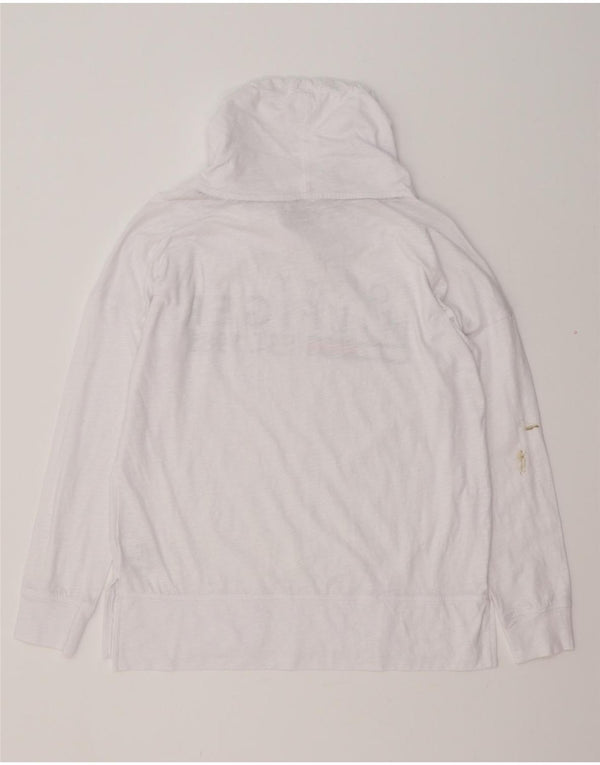 TOMMY HILFIGER Top grafic supradimensionat pentru femei cu mânecă lungă UK 10 Small White