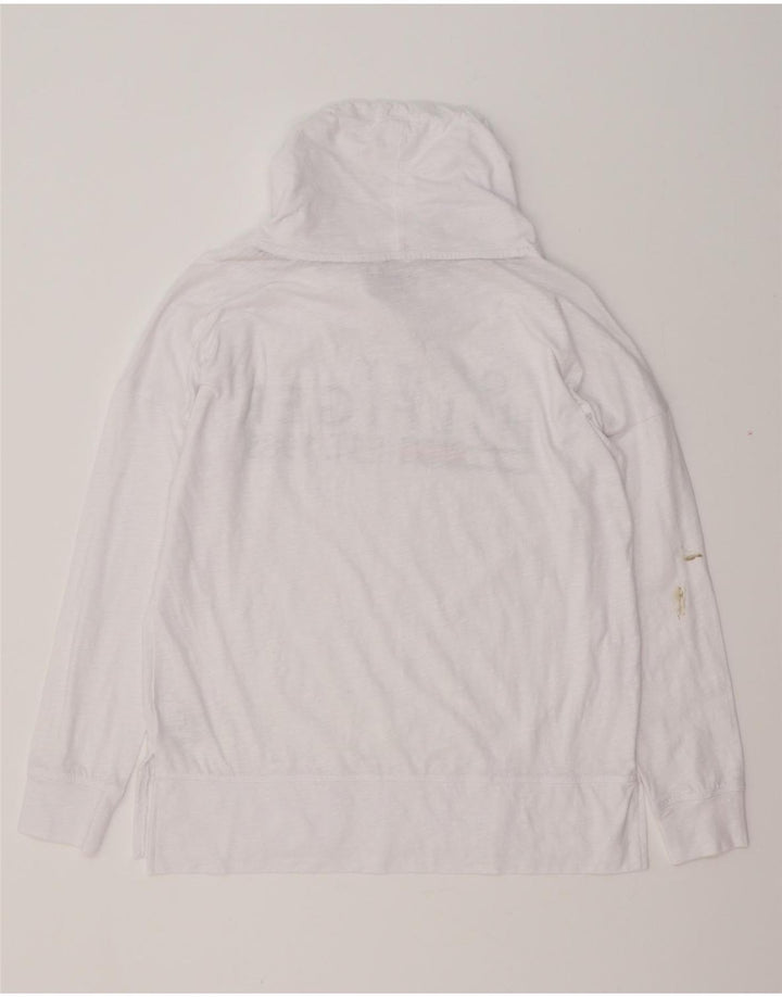 TOMMY HILFIGER Top grafic supradimensionat pentru femei cu mânecă lungă UK 10 Small White