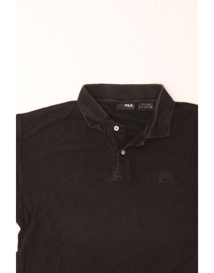 FILA Mens Polo Shirt Medium Black Vintage Fila and Second-Hand Fila from Messina Hembry 