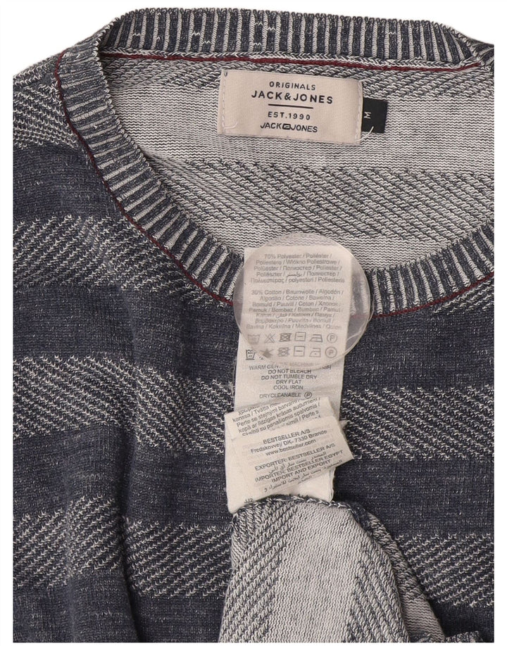Pulover Jack & Jones pentru bărbați cu decolteu triplu, mijlociu, bleumarin, cu dungi