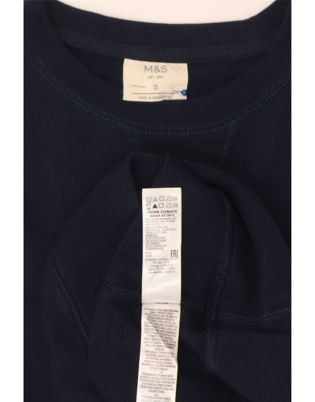 Hanorac pentru bărbați Marks & Spencer Pulover mic din bumbac bleumarin