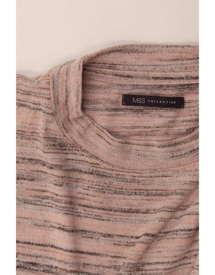 Pulover pentru femei Marks & Spencer cu decolteu rotund, cu dungi roz mediu, UK 12