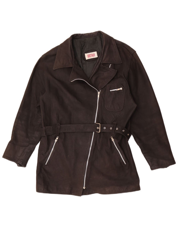 Vintage Womens Leather Jacket UK 20 2XL Brown