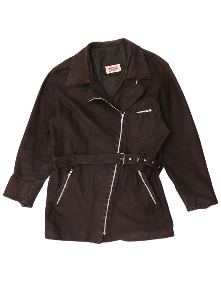 Jachetă de piele vintage pentru femei UK 20 2XL maro