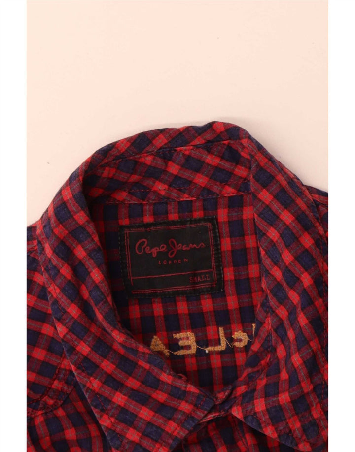 Cămașă din flanel cu grafică pentru bărbați PEPE Jeans, din bumbac roșu vichy