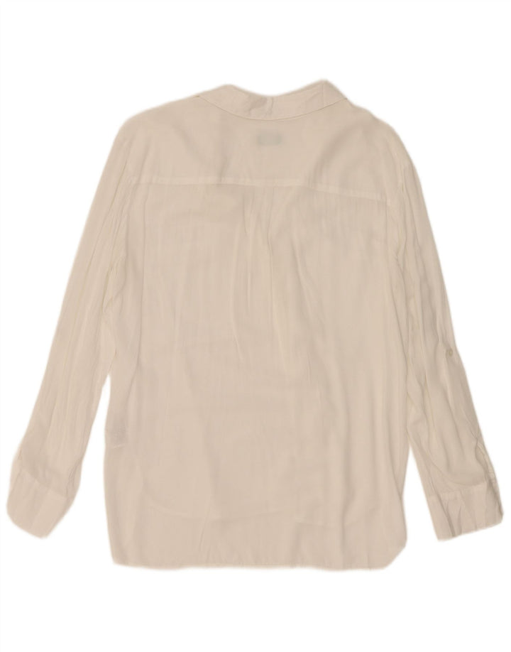 Bluză cămașă supradimensionată pentru femei Benetton UK 14 Medium White Viscose