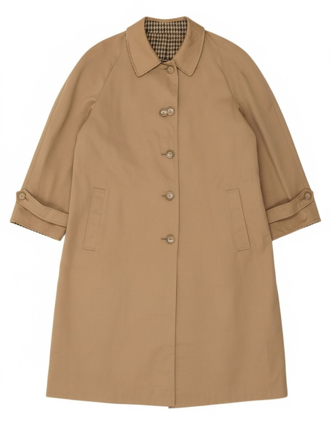 Pardesiu oversize reversibil Vintage pentru femei IT 47 XL Bej Houndstooth