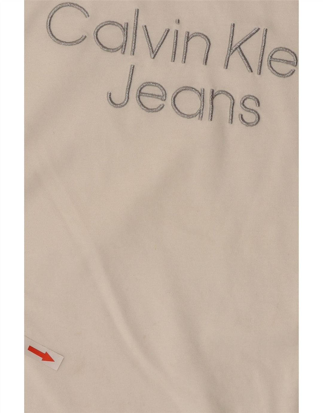 Calvin Klein Jeans Tricou cu grafic crop pentru femei Top UK 14 Medium White