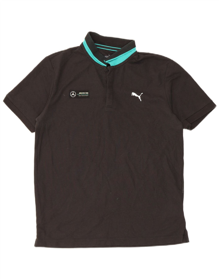 Tricou polo Puma pentru bărbați, bumbac color bloc mediu, negru