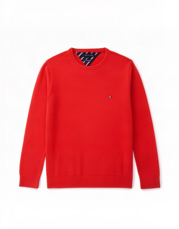 Pulover Tommy Hilfiger pentru bărbați, cu gât roșu, din bumbac mic