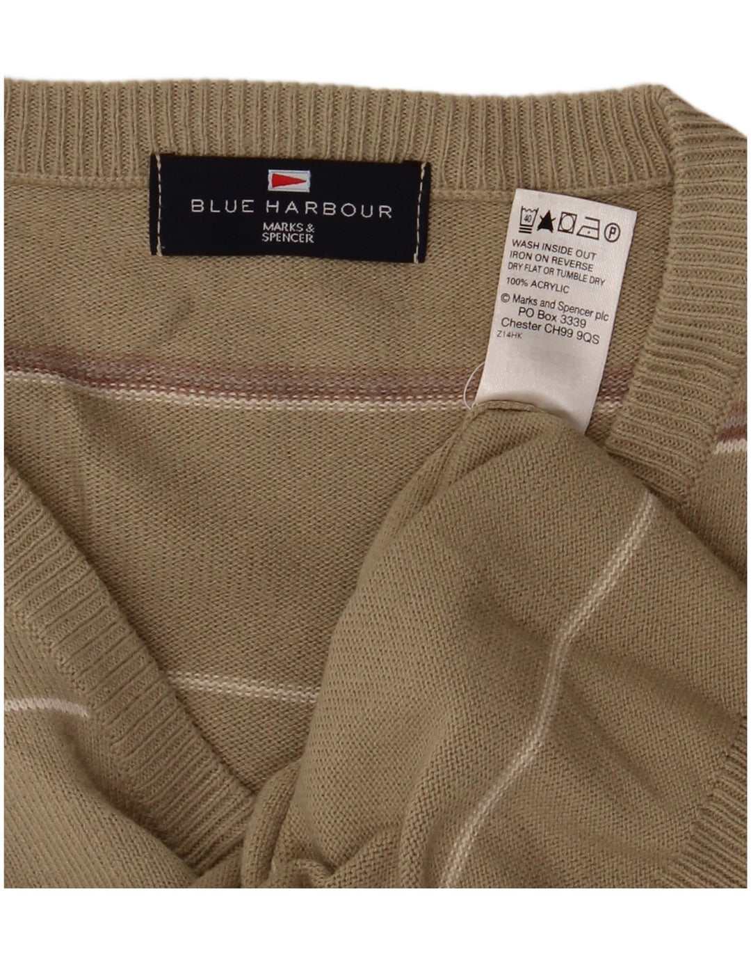 Pulover Marks & Spencer pentru bărbați, Blue Harbour, cu decolteu în V, kaki mediu