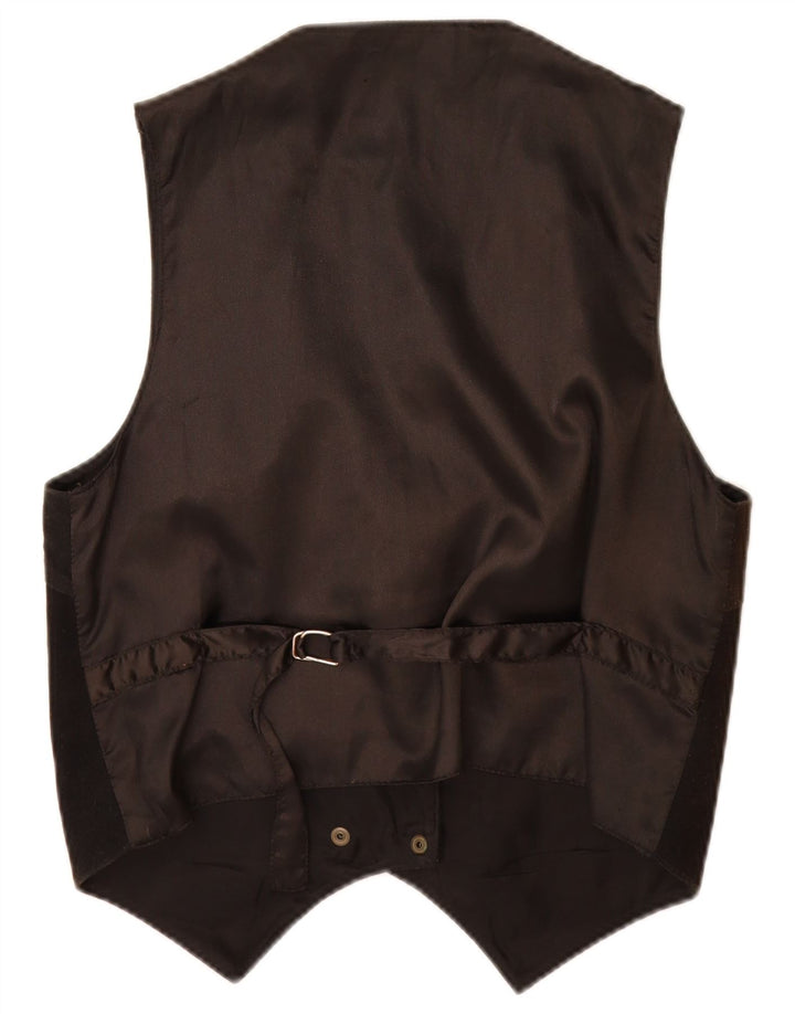 Vestă de damă vintage din piele intoarsa UK 14 Medium Black Leather
