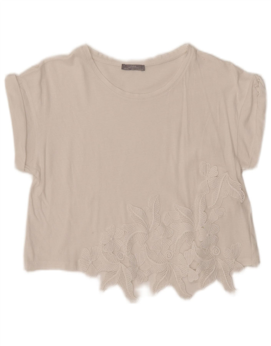 Bluză Crop Top Femei Zara UK 12 Medium Alb Floral