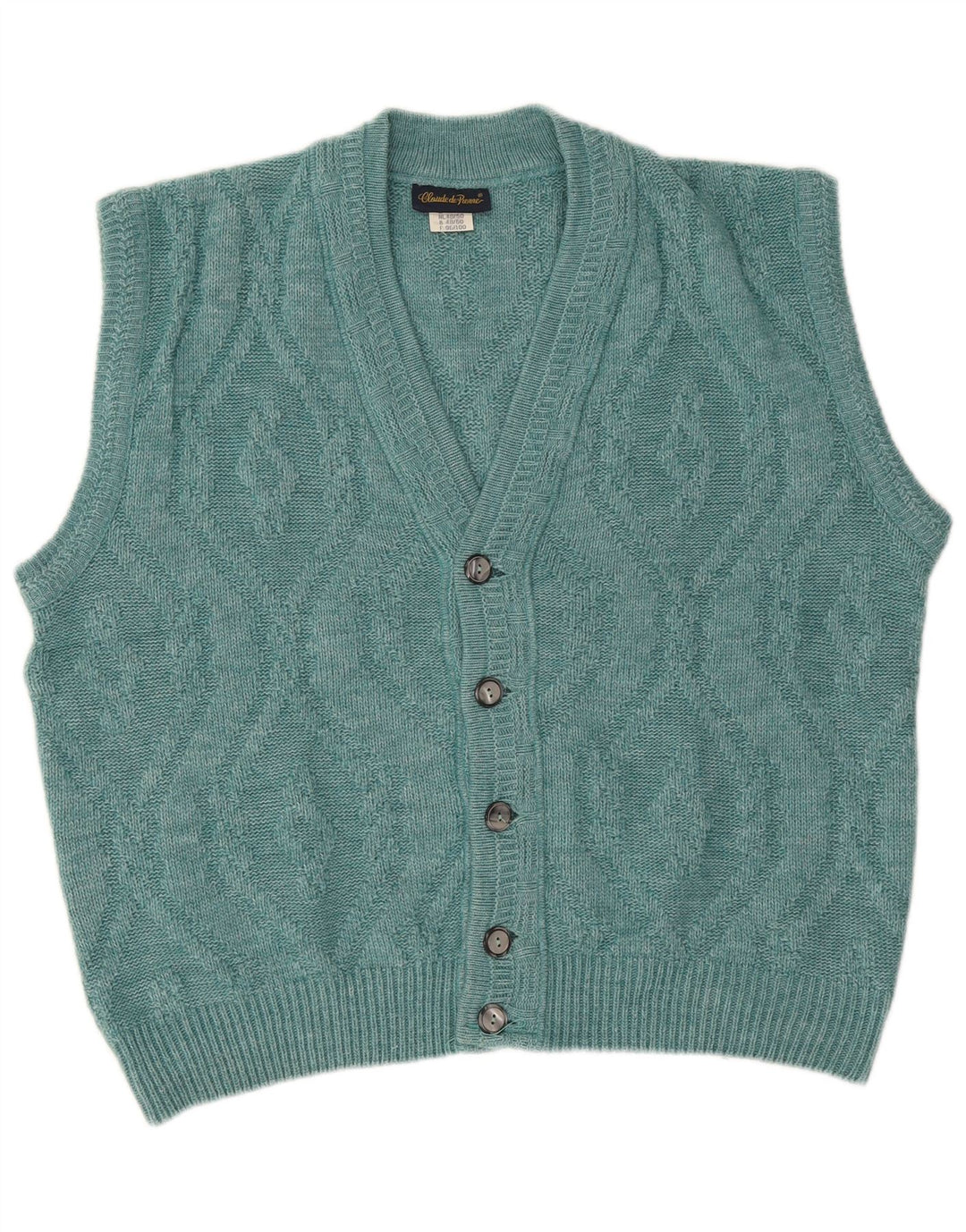 Pulover cardigan fără mâneci pentru bărbați Claude De Pierre IT 48/50 albastru mediu