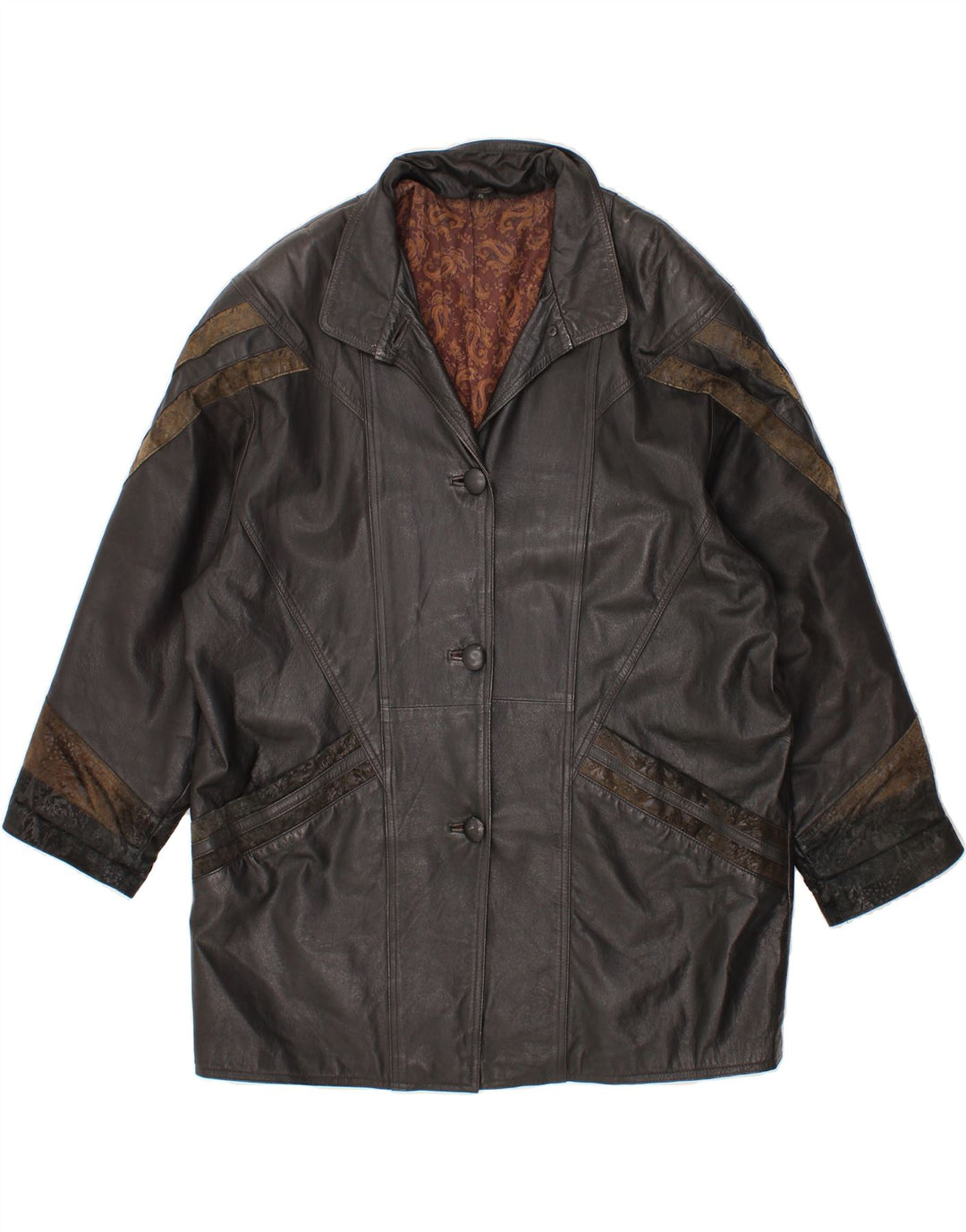 VINTAGE Womens Leather Coat IT 46 Large Black Vintage Vintage and Second-Hand Vintage from Messina Hembry 