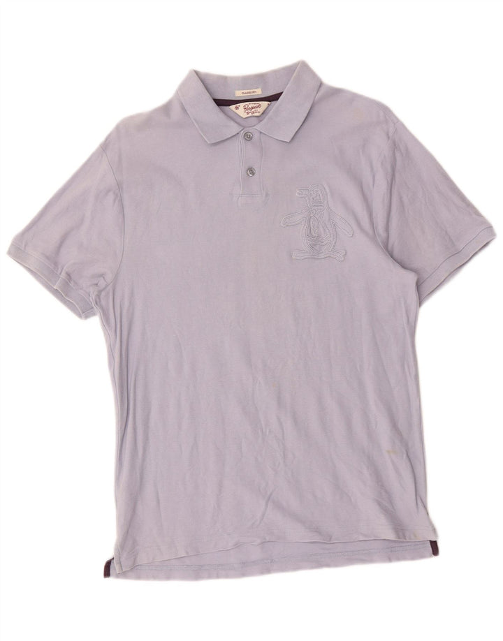 Tricou polo pentru bărbați Penguin, cu croiala clasică, din bumbac albastru mediu