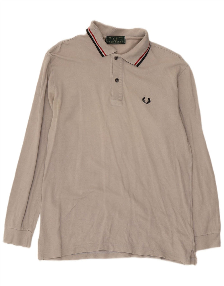 Cămașă polo cu mânecă lungă pentru bărbați Fred Perry, bumbac, gri mediu, clasic