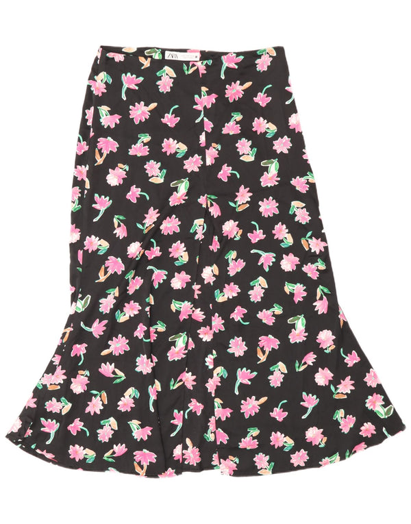 Fusta sirena cu talie inalta pentru femei Zara Medium W28 Poliester floral negru