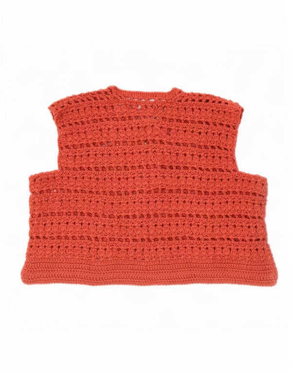 Pulover cardigan fără mâneci vintage pentru femei UK 16 Large Red