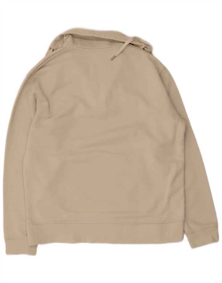 Pulover pentru femei Zara, cu fermoar, cu gât, UK 14, bumbac, bej mediu