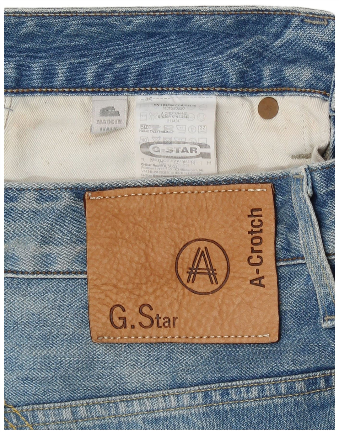 Pantaloni scurți din denim pentru bărbați G-Star W32, bumbac cu pete albastre medii