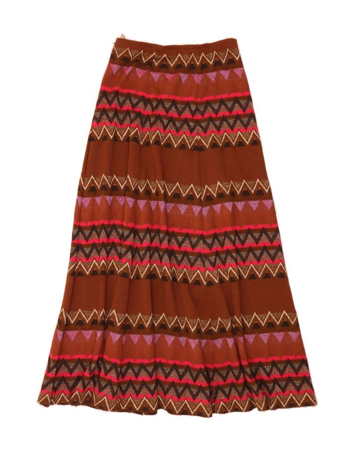 Fusta Maxi Evazată Femei VINTAGE IT 42 Medium W30 Multicolor Geometric
