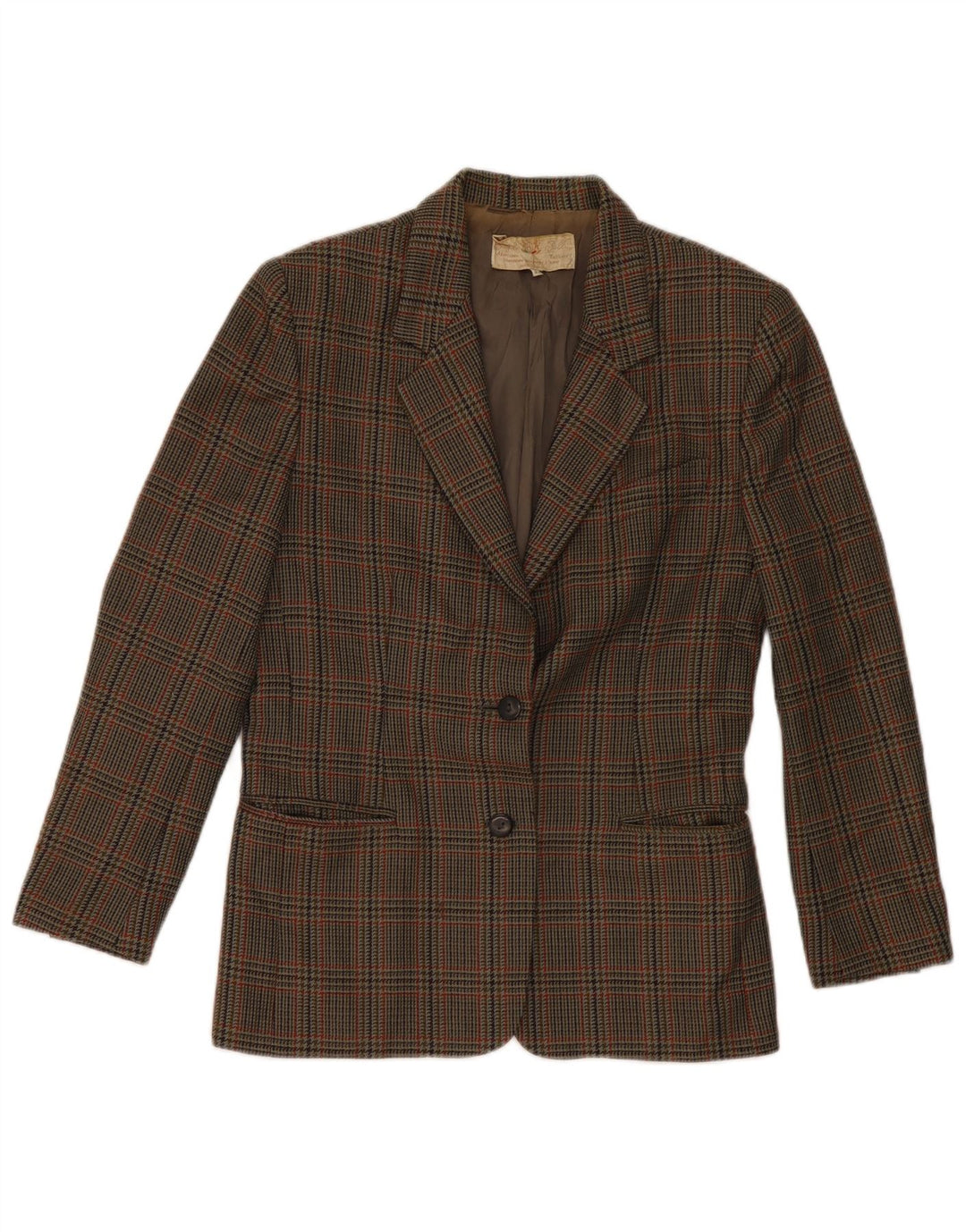Jachetă vintage pentru femei cu 2 nasturi IT 42 Lână verde mijlocie cu picior de gală
