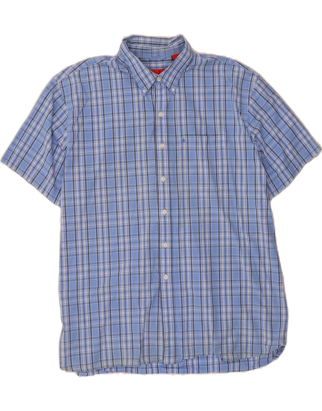 IZOD Mens Short Sleeve Shirt 2XL Blue Check Cotton Vintage Izod and Second-Hand Izod from Messina Hembry 