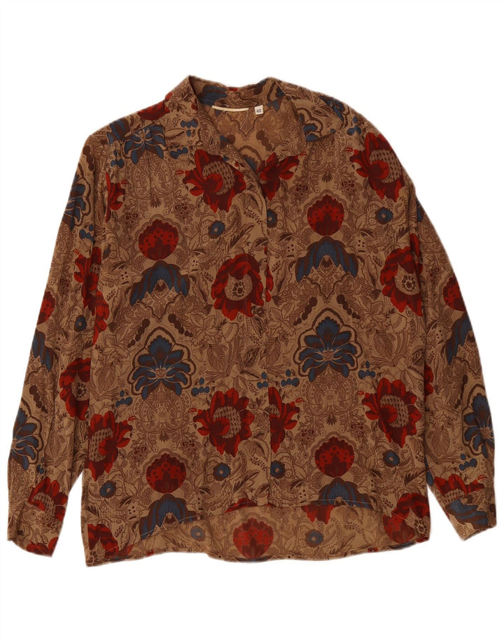 Bluză Cămașă Vintage Femei IT 42 Maro Mediu Floral