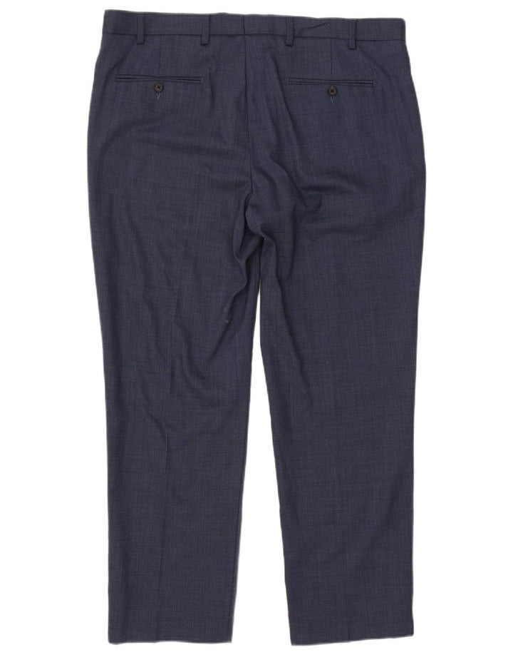Pantaloni de costum pentru bărbați Marks & Spencer, cu tăiere obișnuită, L38 L29 Lână albastră