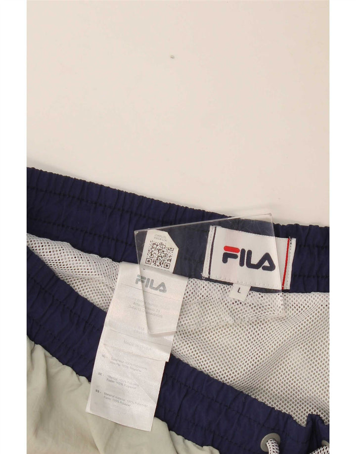 Pantaloni scurți de sport cu grafică Fila pentru bărbați, mari, gri, poliester color bloc