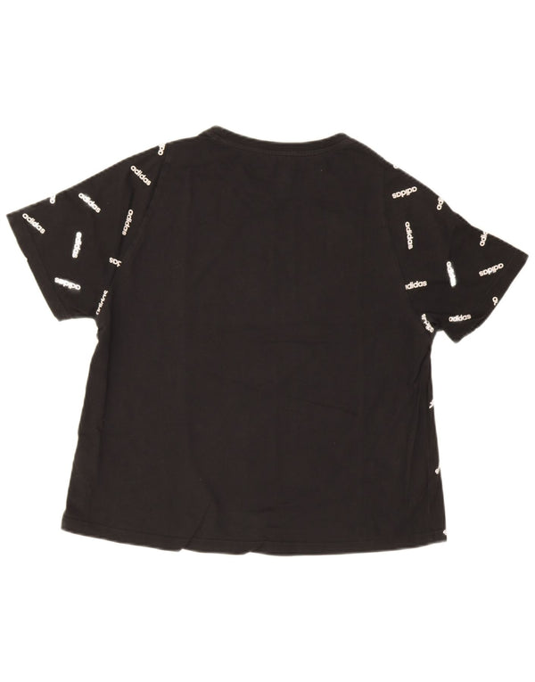 Tricou grafic Adidas pentru femei Top UK 12/14 Medium Black Logo Bumbac