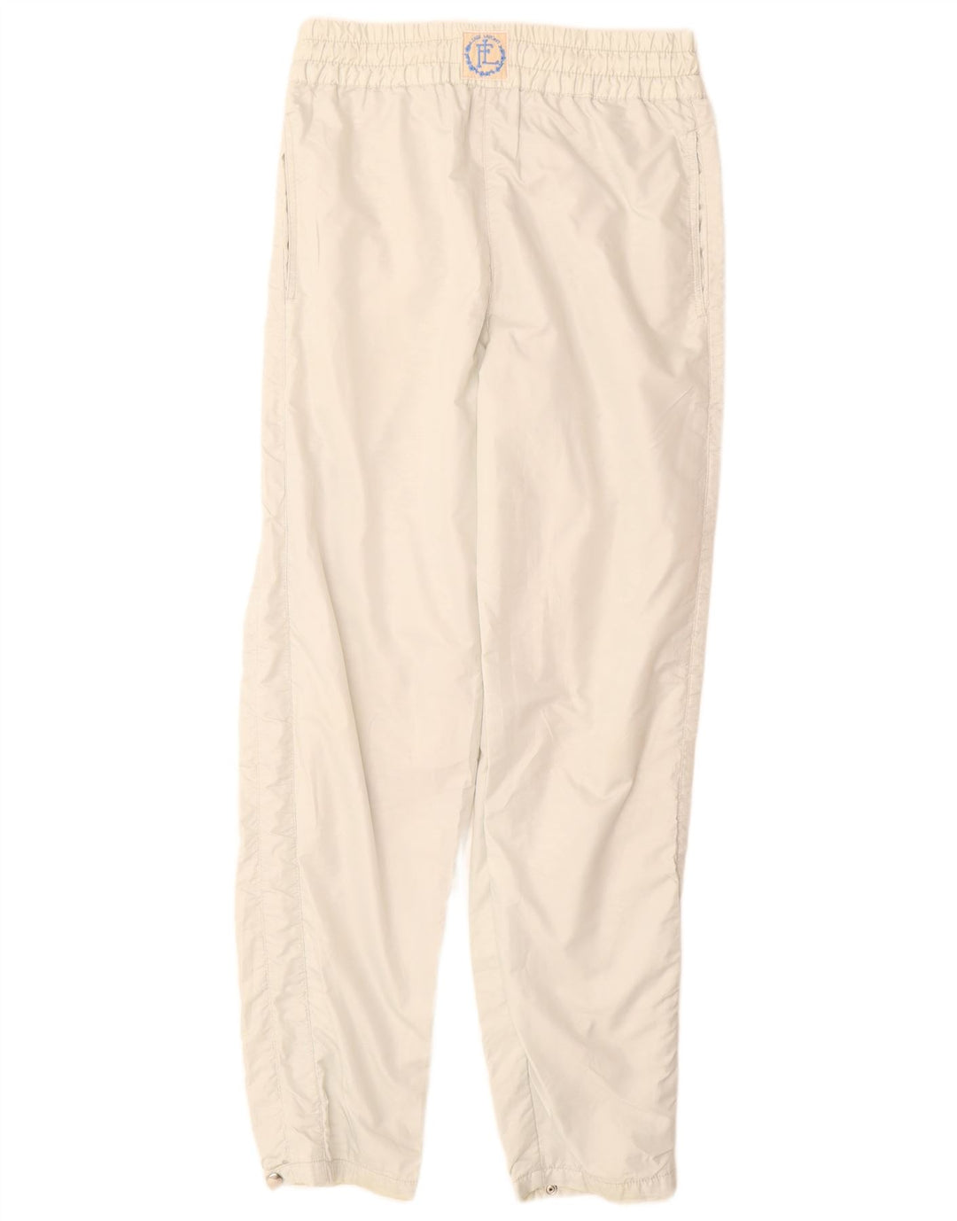 Pantaloni vintage pentru femei, UK 12, poliester alb mediu