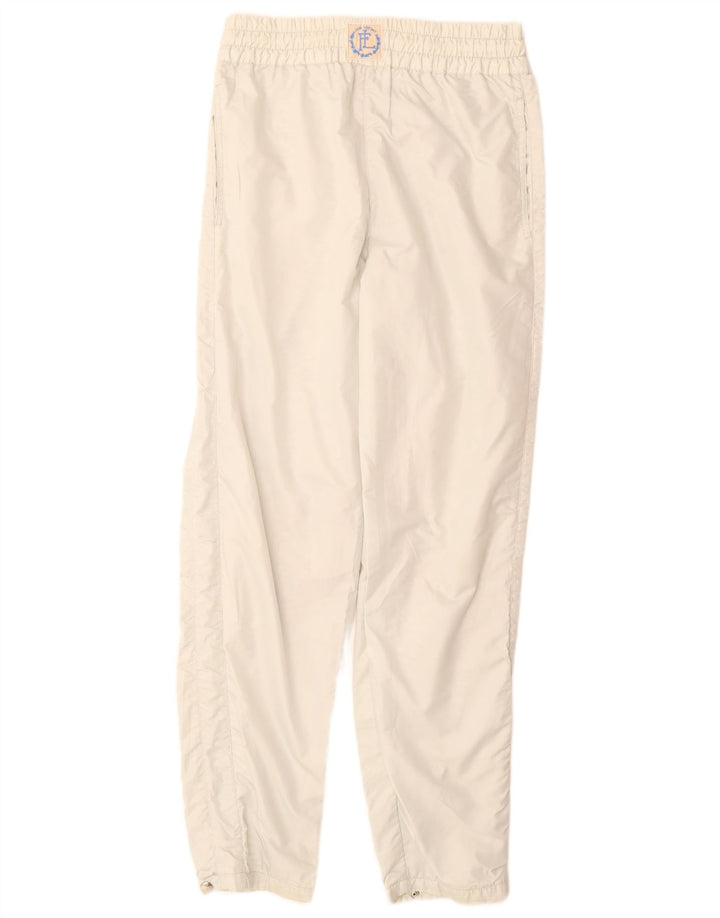 Pantaloni vintage pentru femei, UK 12, poliester alb mediu