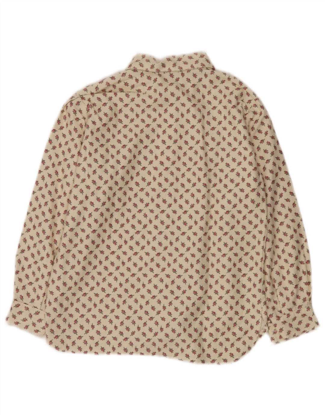 Bluză cămașă pentru femei VINTAGE UK 10 mic, bej, floral, bumbac