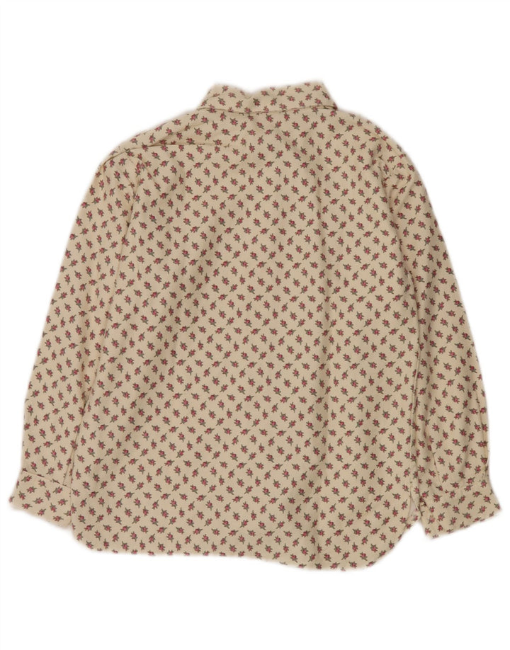 Bluză cămașă pentru femei VINTAGE UK 10 mic, bej, floral, bumbac
