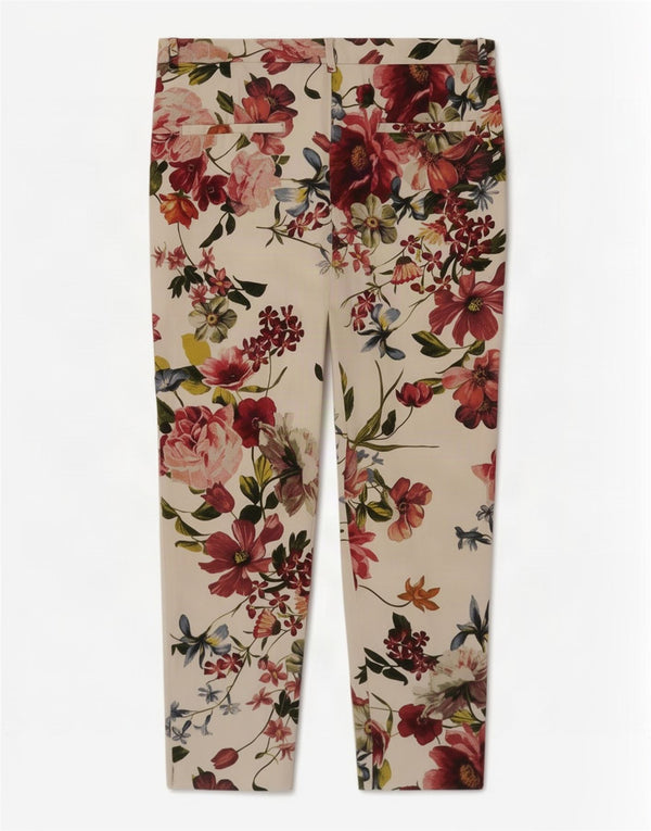 Pantaloni tăiați pentru femei Zara EU 38 Mici L28 L25 Bumbac Floral Alb