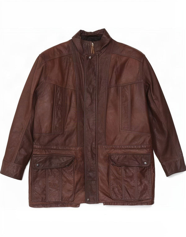 Jachetă de piele vintage pentru bărbați UK 42 XL maro